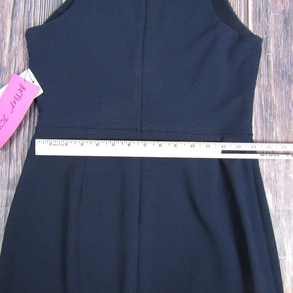 Betsey Johnson Dress Womens 6 Navy Sleeveless Ruffle Hem Sheath Cocktail FL04K79 - Picture 9 of 10